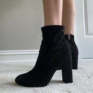 Black Suede Heeled Boots